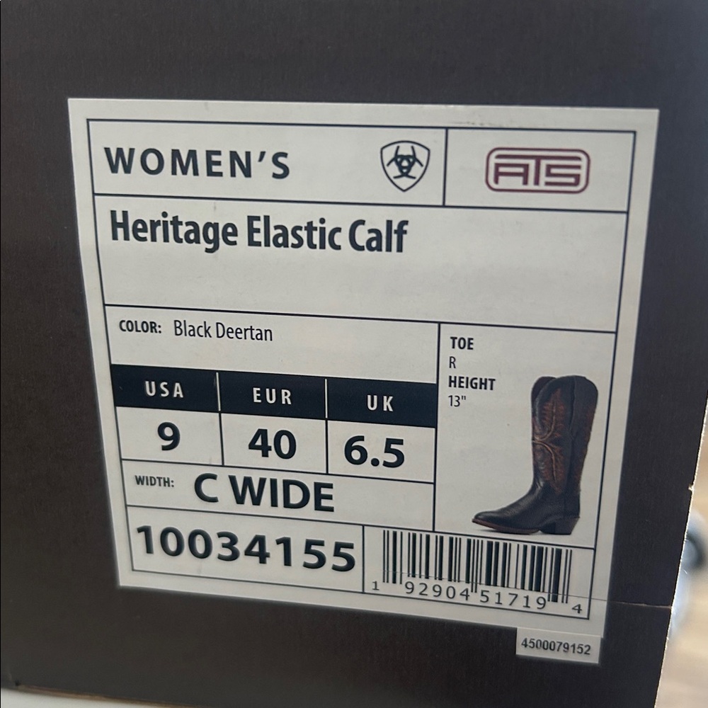 Ariat Heritage Women’s Black Western Boots Round Toe Leather NWT - Picture 5 of 10